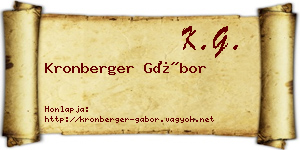 Kronberger Gábor névjegykártya